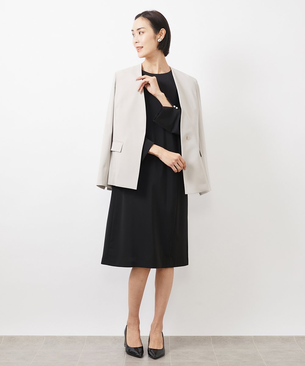 FMDDA04360 MICHEL KLEIN(ミッシェルクラン) ［セットアップ対応］ツイルノーカラージャケット(多機能素材) ライトグレー