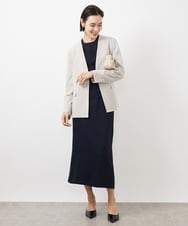 FMDDA04360 MICHEL KLEIN(ミッシェルクラン) ［セットアップ対応］ツイルノーカラージャケット(多機能素材) ライトグレー