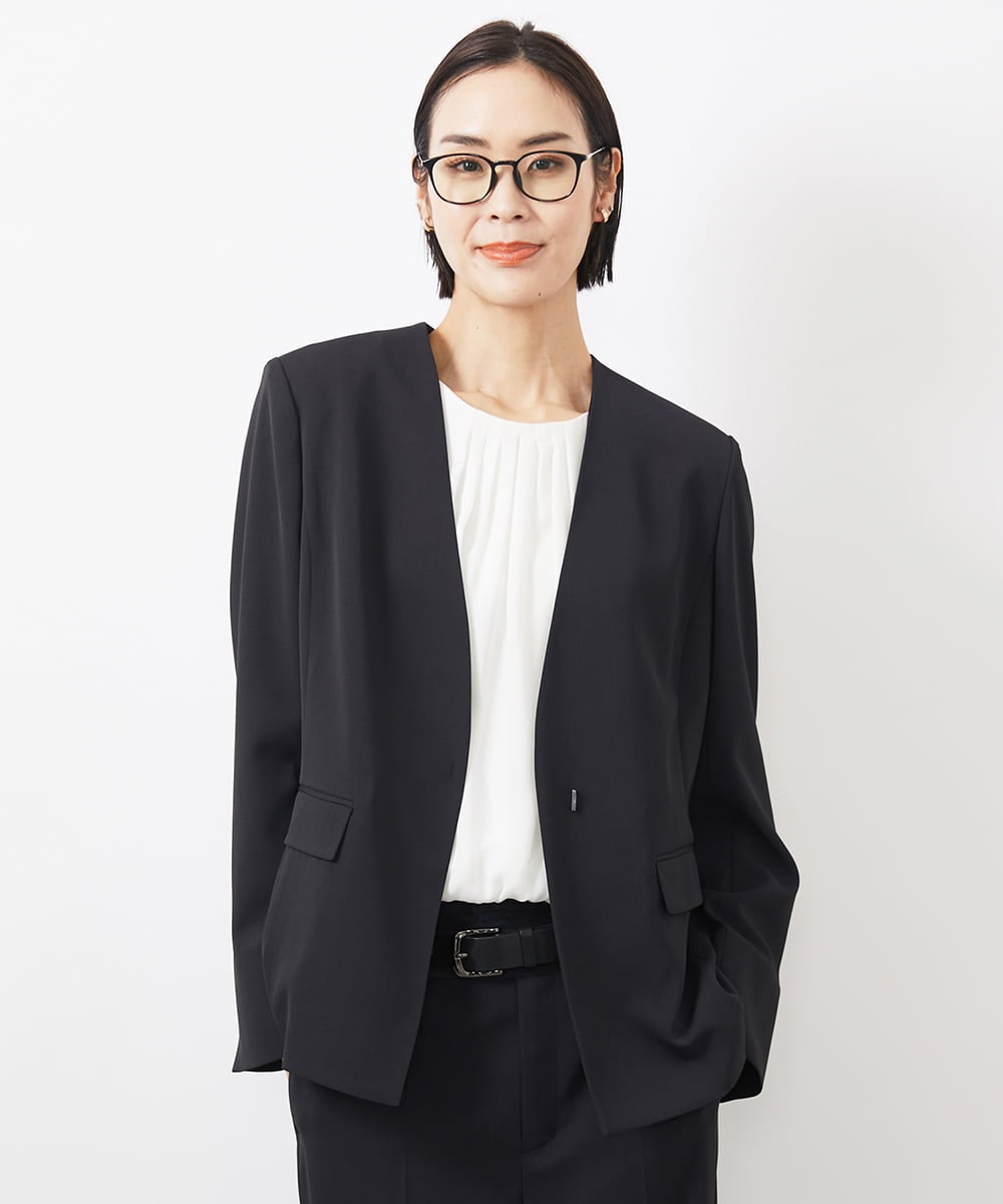 FMDDA04360 MICHEL KLEIN(ミッシェルクラン) ［セットアップ対応］ツイルノーカラージャケット(多機能素材) ライトグレー