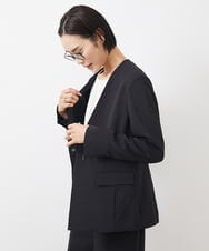 FMDDA04360 MICHEL KLEIN(ミッシェルクラン) ［セットアップ対応］ツイルノーカラージャケット(多機能素材) ライトグレー