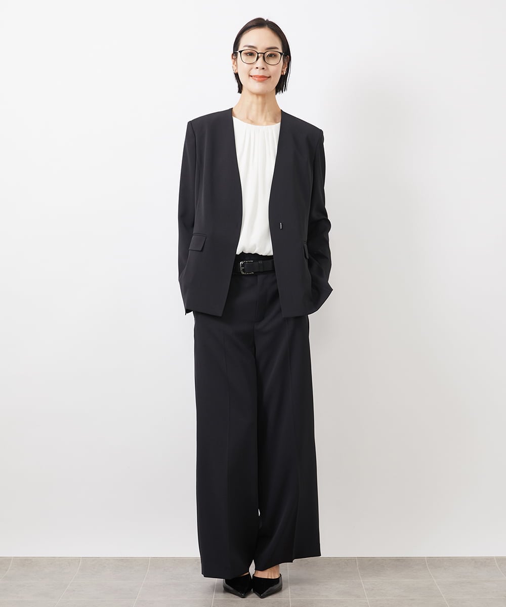 FMDDA04360 MICHEL KLEIN(ミッシェルクラン) ［セットアップ対応］ツイルノーカラージャケット(多機能素材) ライトグレー