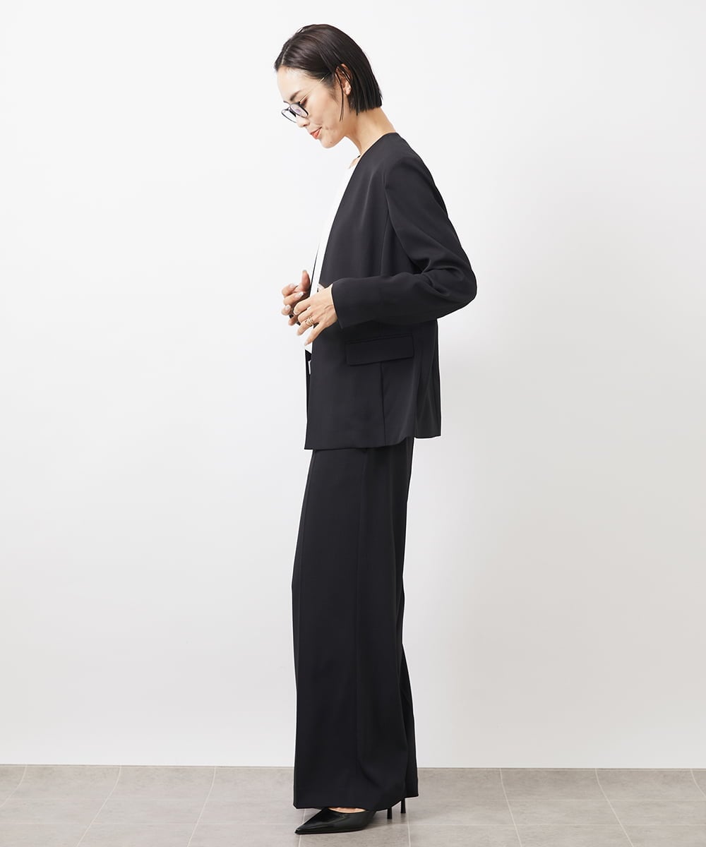 FMDDA04360 MICHEL KLEIN(ミッシェルクラン) ［セットアップ対応］ツイルノーカラージャケット(多機能素材) ライトグレー