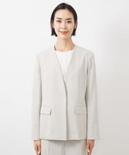 FMDDA04360 MICHEL KLEIN(ミッシェルクラン) ［セットアップ対応］ツイルノーカラージャケット(多機能素材) ライトグレー