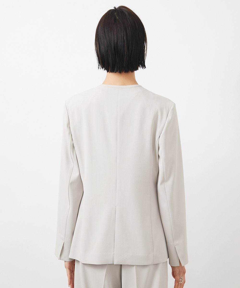 FMDDA04360 MICHEL KLEIN(ミッシェルクラン) ［セットアップ対応］ツイルノーカラージャケット(多機能素材) ライトグレー