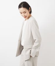 FMDDA04360 MICHEL KLEIN(ミッシェルクラン) ［セットアップ対応］ツイルノーカラージャケット(多機能素材) ライトグレー