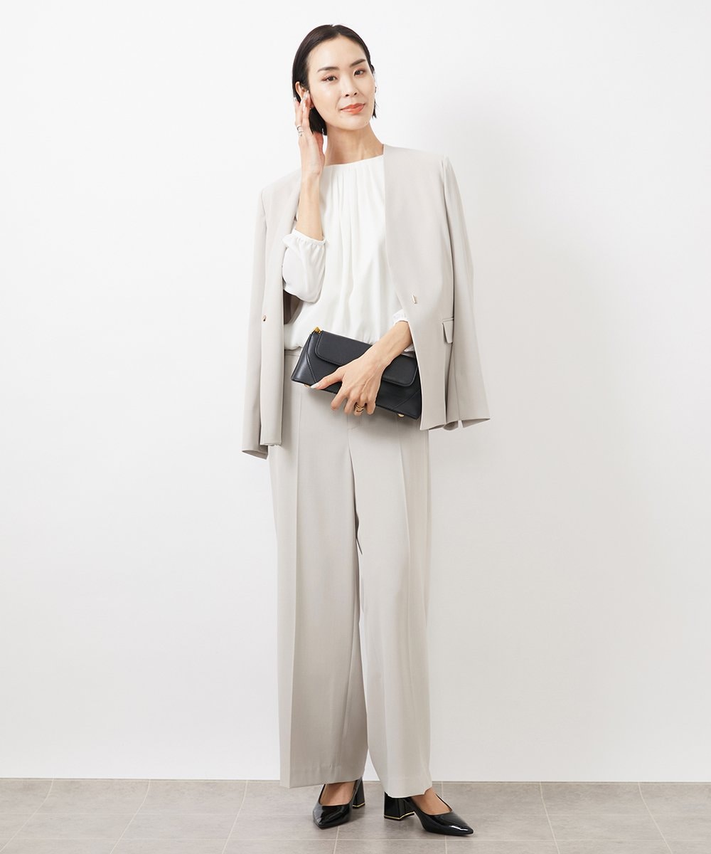 FMDDA04360 MICHEL KLEIN(ミッシェルクラン) ［セットアップ対応］ツイルノーカラージャケット(多機能素材) ライトグレー