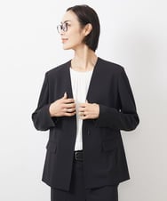 FMDDA04360 MICHEL KLEIN(ミッシェルクラン) ［セットアップ対応］ツイルノーカラージャケット(多機能素材) ブラック