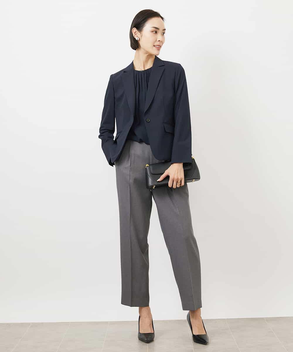 FMDDA06380 MICHEL KLEIN(ミッシェルクラン) ストレッチテーラードジャケット(セットアップ対応/3サイズあり/裏地なし) ネイビー
