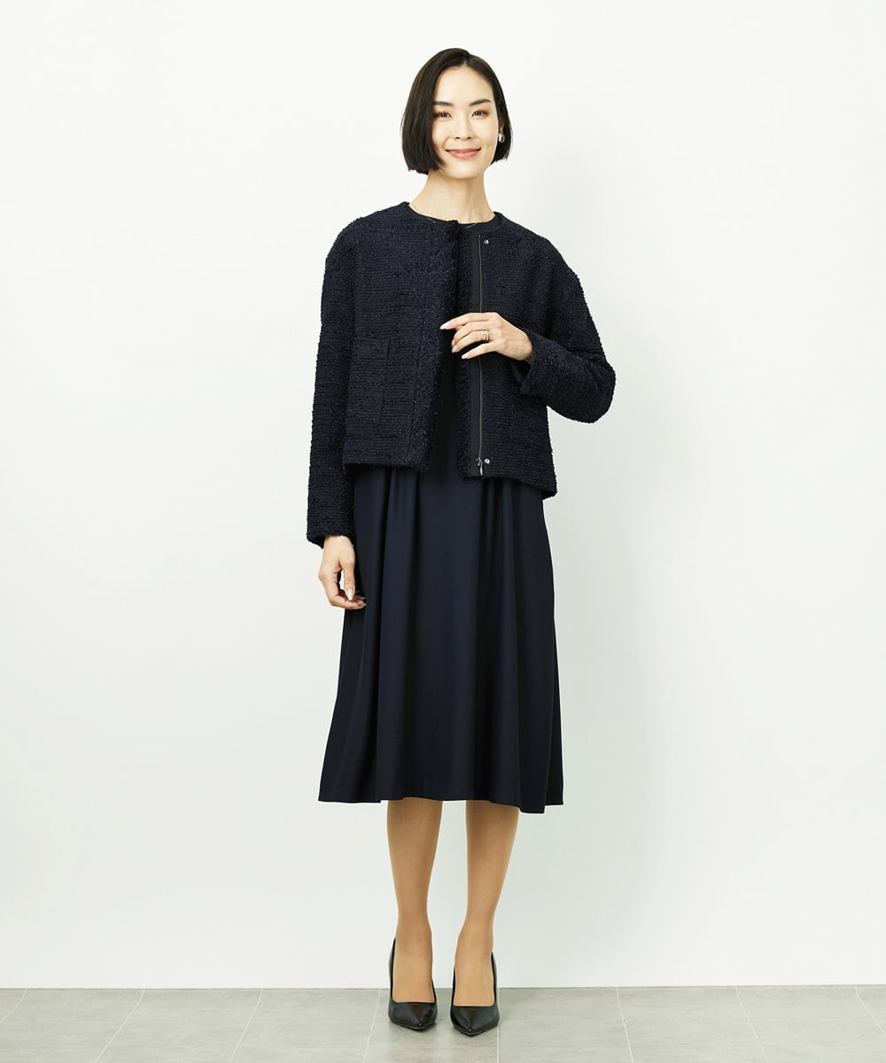 FMDDD02430 MICHEL KLEIN(ミッシェルクラン) [セットアップ対応]ファンシーツイードショートジャケット グレー