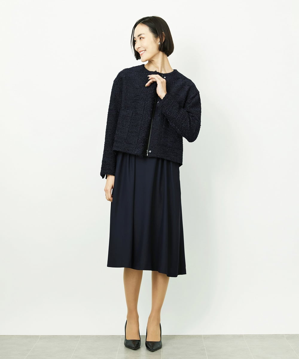 FMDDD02430 MICHEL KLEIN(ミッシェルクラン) [セットアップ対応]ファンシーツイードショートジャケット グレー