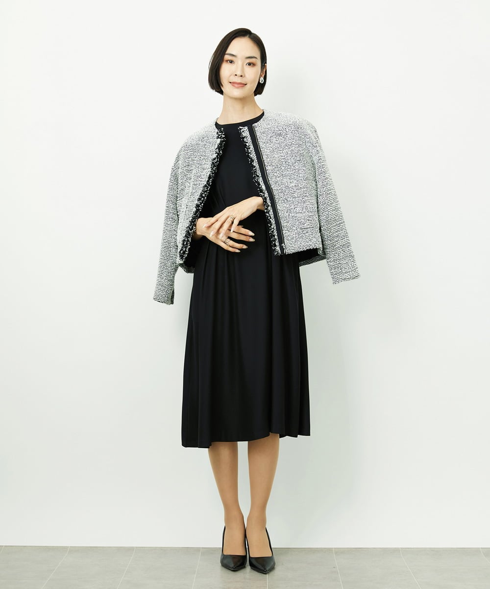 FMDDD02430 MICHEL KLEIN(ミッシェルクラン) [セットアップ対応]ファンシーツイードショートジャケット グレー