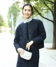 FMDDD02430 MICHEL KLEIN(ミッシェルクラン) [セットアップ対応]ファンシーツイードショートジャケット ネイビー