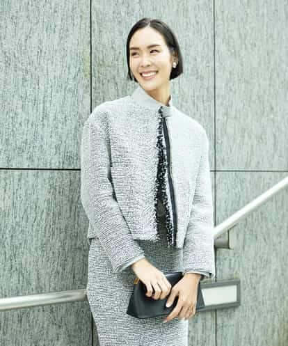 FMDDD02430 MICHEL KLEIN [セットアップ対応]ファンシーツイードショートジャケット