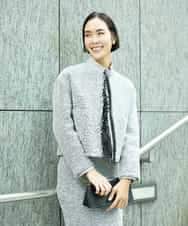 FMDDD02430 MICHEL KLEIN(ミッシェルクラン) [セットアップ対応]ファンシーツイードショートジャケット グレー