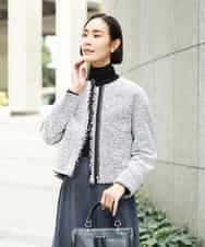 FMDDD02430 MICHEL KLEIN(ミッシェルクラン) [セットアップ対応]ファンシーツイードショートジャケット グレー