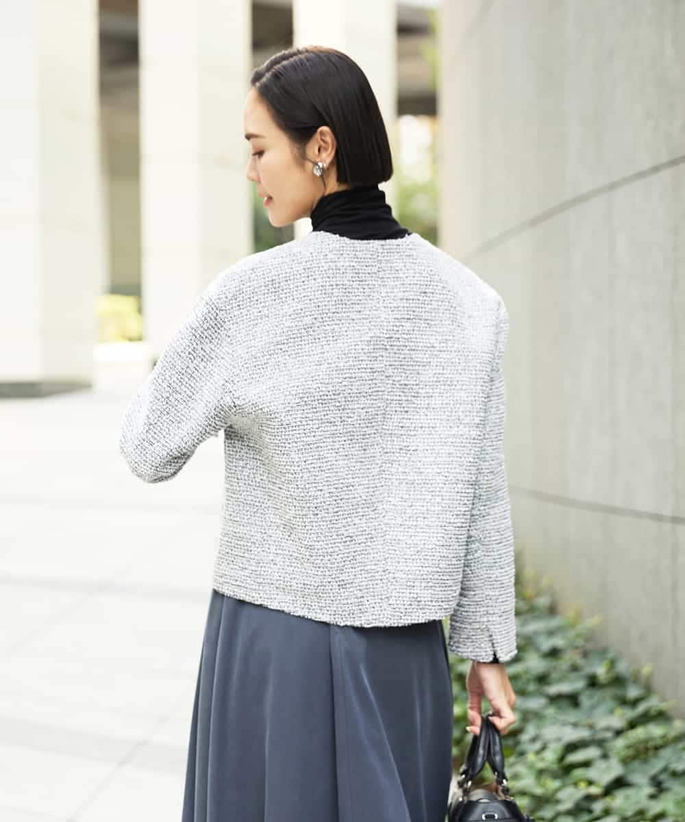 FMDDD02430 MICHEL KLEIN(ミッシェルクラン) [セットアップ対応]ファンシーツイードショートジャケット グレー