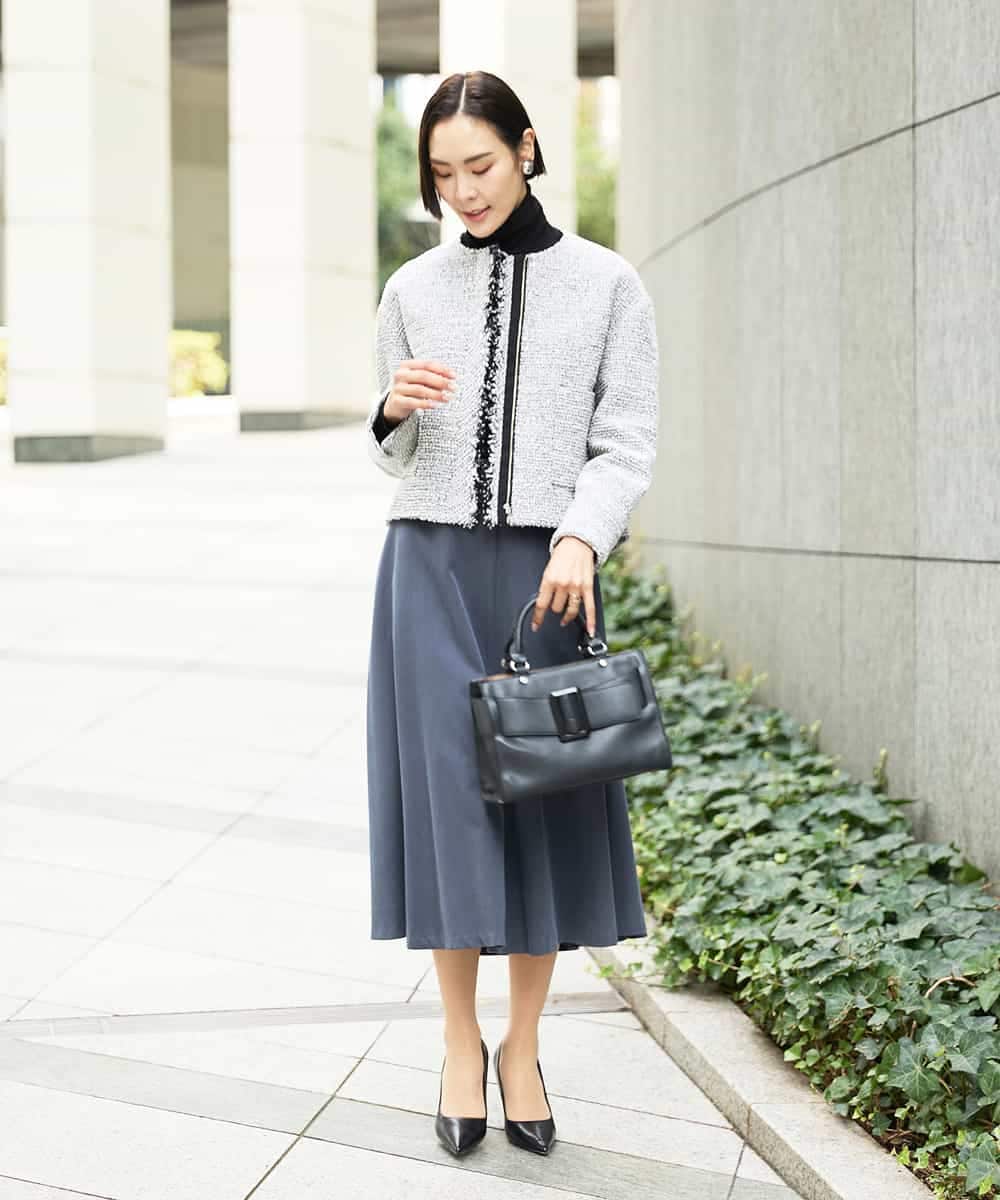 FMDDD02430 MICHEL KLEIN(ミッシェルクラン) [セットアップ対応]ファンシーツイードショートジャケット グレー