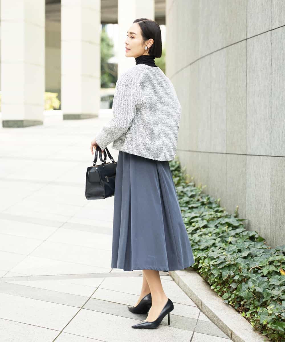 FMDDD02430 MICHEL KLEIN(ミッシェルクラン) [セットアップ対応]ファンシーツイードショートジャケット グレー