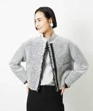 FMDDD02430 MICHEL KLEIN(ミッシェルクラン) [セットアップ対応]ファンシーツイードショートジャケット グレー