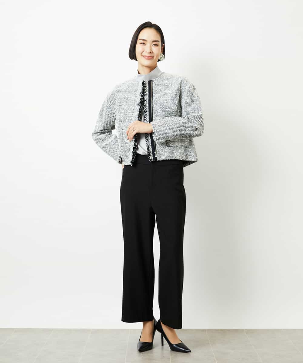 FMDDD02430 MICHEL KLEIN(ミッシェルクラン) [セットアップ対応]ファンシーツイードショートジャケット グレー