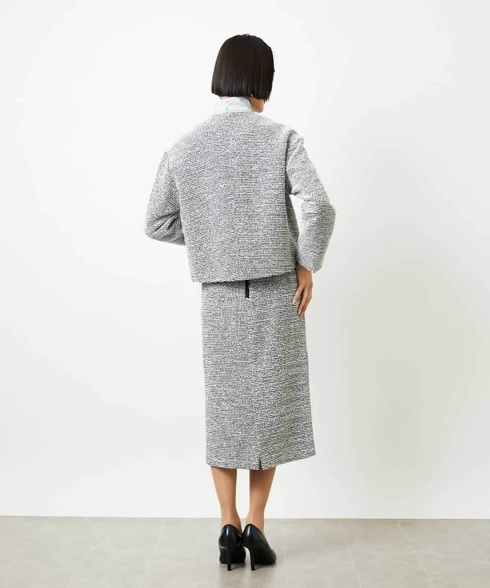 FMDDD02430 MICHEL KLEIN(ミッシェルクラン) [セットアップ対応]ファンシーツイードショートジャケット グレー