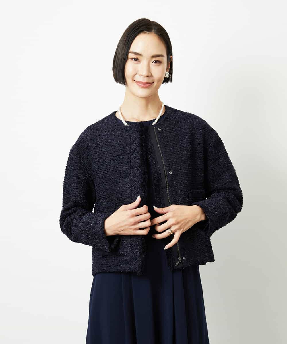 FMDDD02430 MICHEL KLEIN(ミッシェルクラン) [セットアップ対応]ファンシーツイードショートジャケット グレー