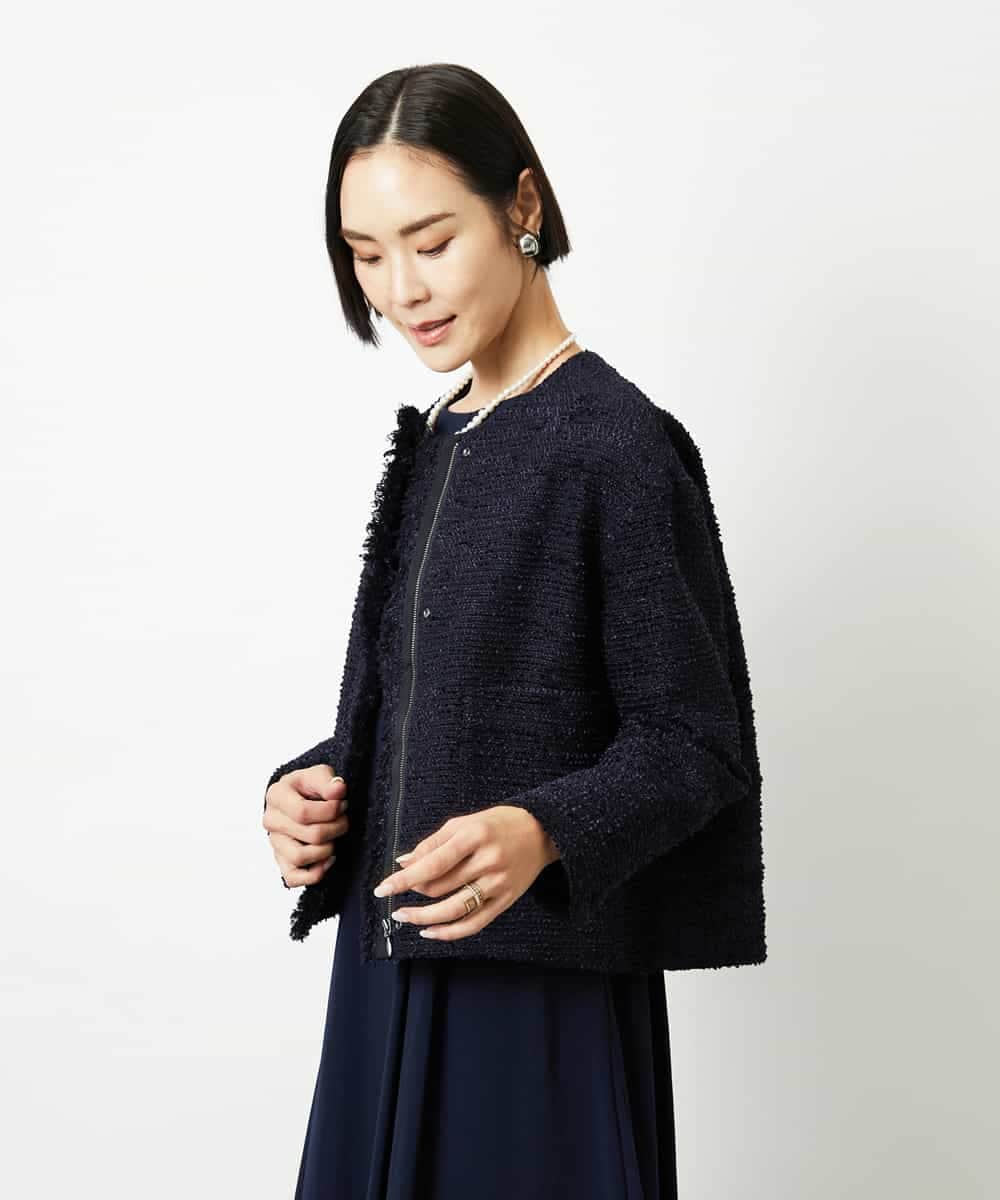 FMDDD02430 MICHEL KLEIN(ミッシェルクラン) [セットアップ対応]ファンシーツイードショートジャケット グレー