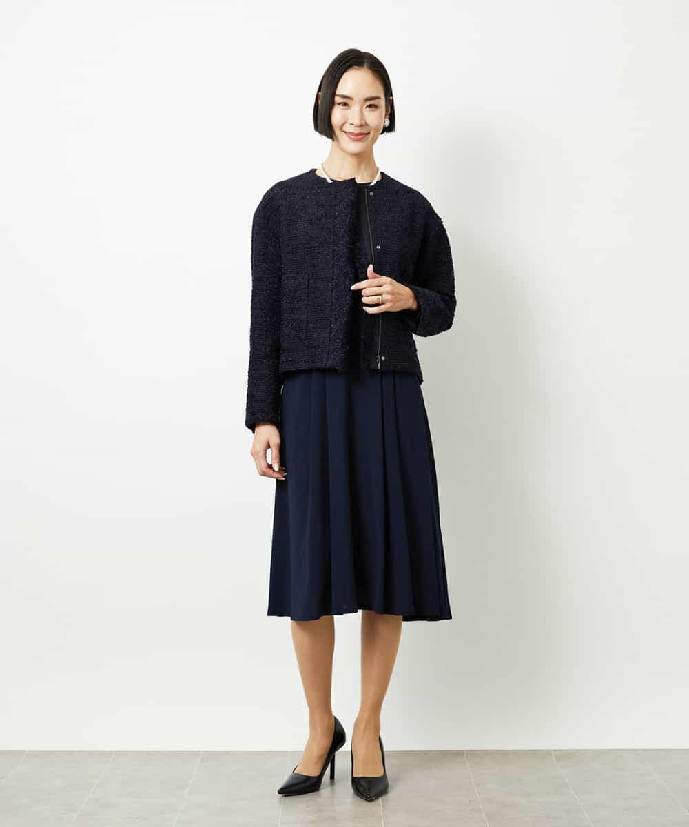 FMDDD02430 MICHEL KLEIN(ミッシェルクラン) [セットアップ対応]ファンシーツイードショートジャケット グレー