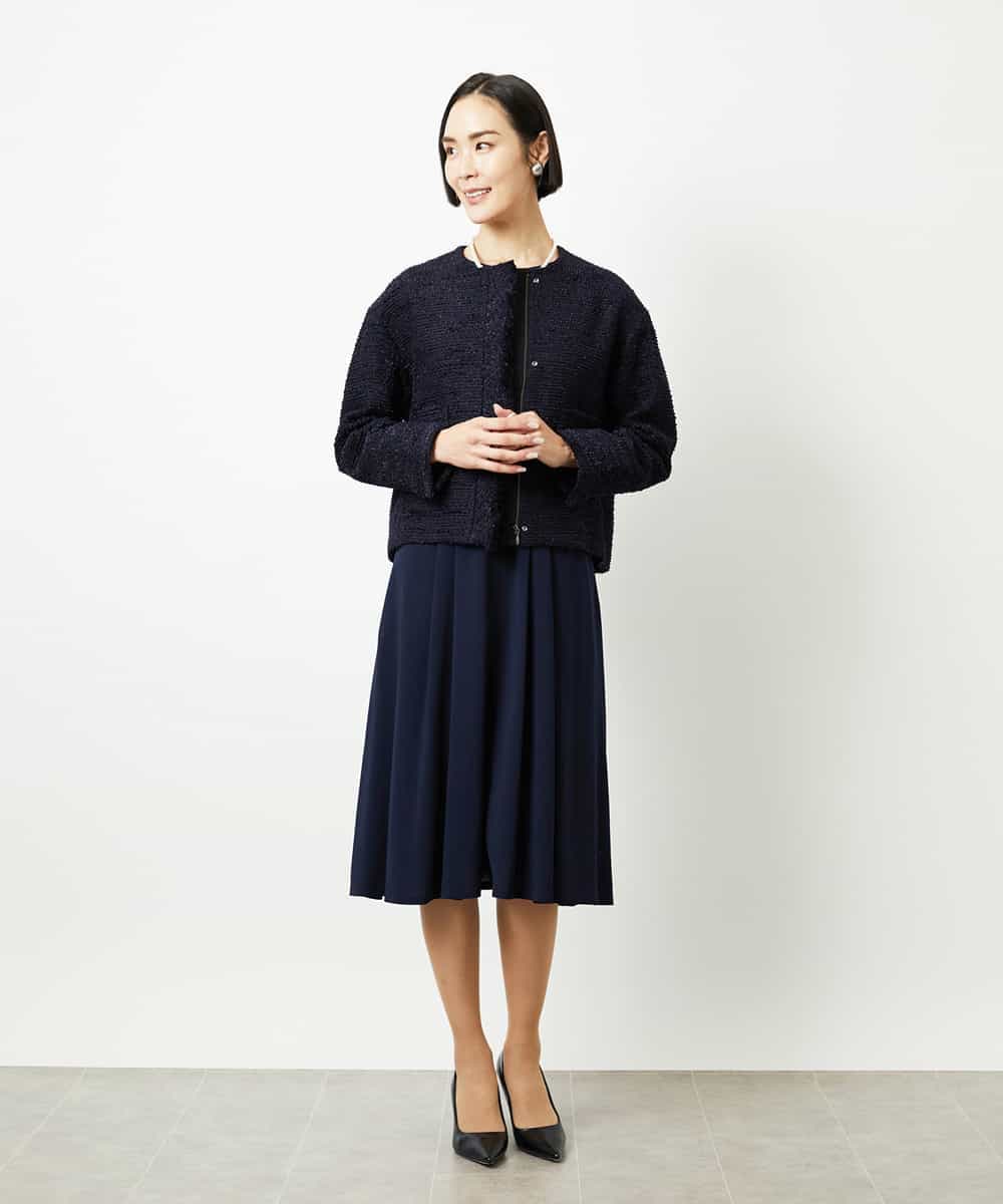 FMDDD02430 MICHEL KLEIN(ミッシェルクラン) [セットアップ対応]ファンシーツイードショートジャケット グレー