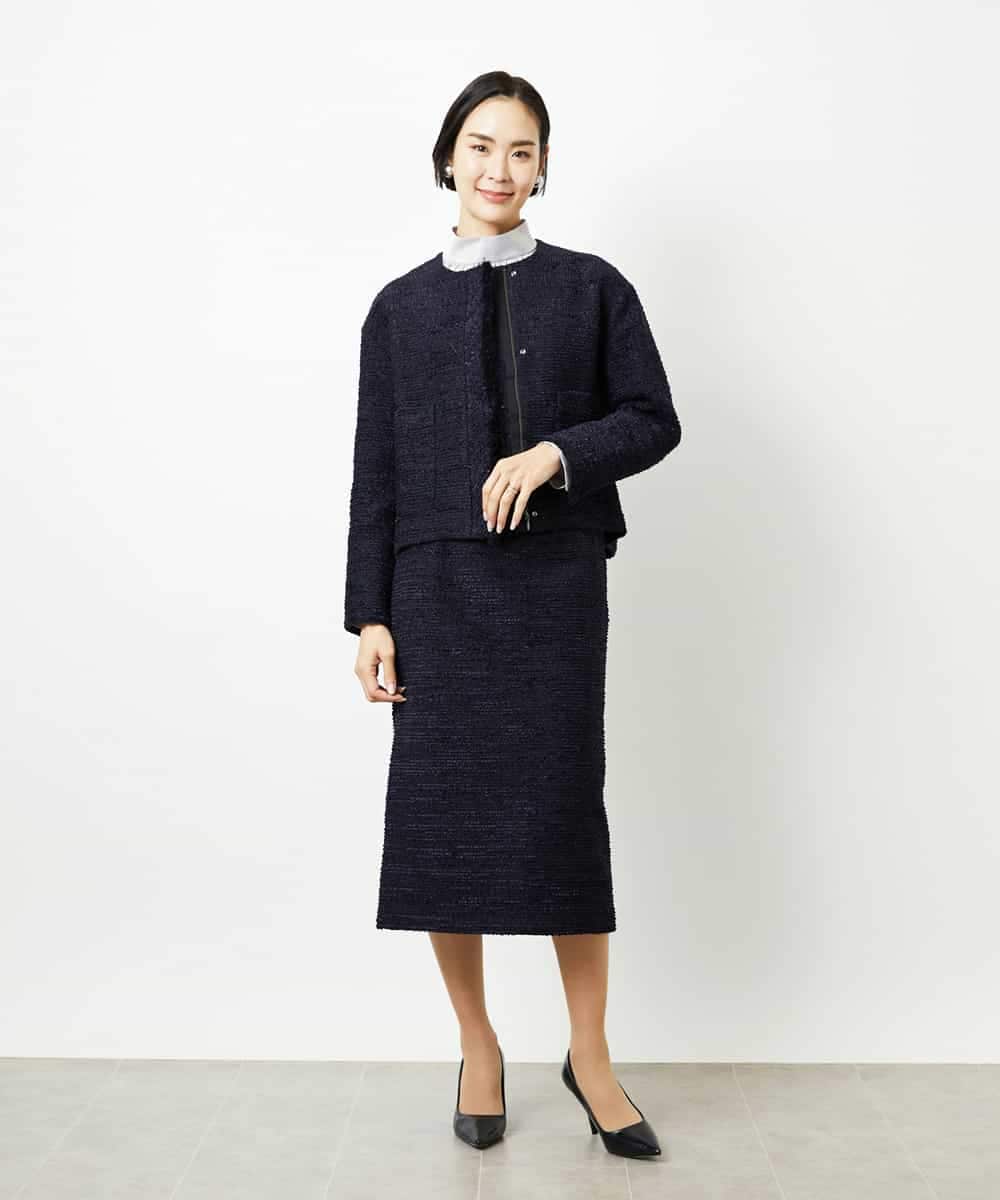 FMDDD02430 MICHEL KLEIN(ミッシェルクラン) [セットアップ対応]ファンシーツイードショートジャケット グレー