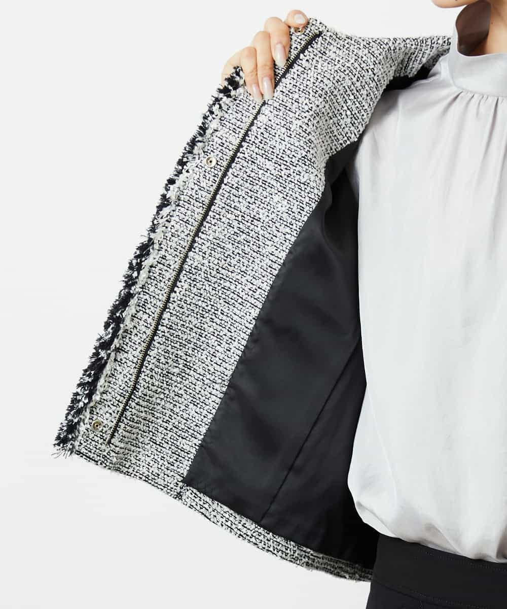 FMDDD02430 MICHEL KLEIN(ミッシェルクラン) [セットアップ対応]ファンシーツイードショートジャケット グレー