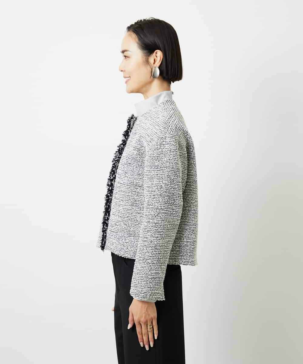 FMDDD02430 MICHEL KLEIN(ミッシェルクラン) [セットアップ対応]ファンシーツイードショートジャケット グレー