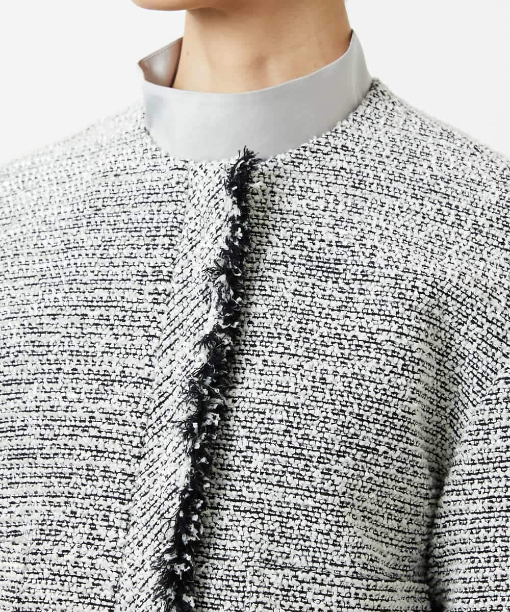 FMDDD02430 MICHEL KLEIN(ミッシェルクラン) [セットアップ対応]ファンシーツイードショートジャケット グレー