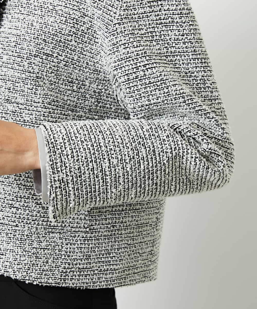 FMDDD02430 MICHEL KLEIN(ミッシェルクラン) [セットアップ対応]ファンシーツイードショートジャケット グレー