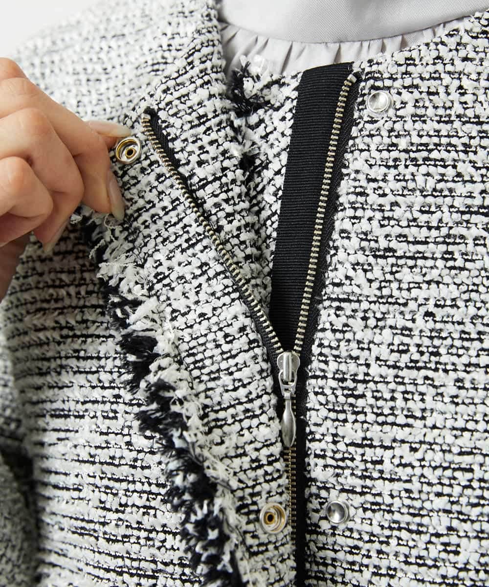 FMDDD02430 MICHEL KLEIN(ミッシェルクラン) [セットアップ対応]ファンシーツイードショートジャケット グレー