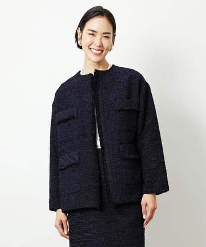 FMDDD03450 MICHEL KLEIN [セットアップ対応]ファンシーツイードロングジャケット