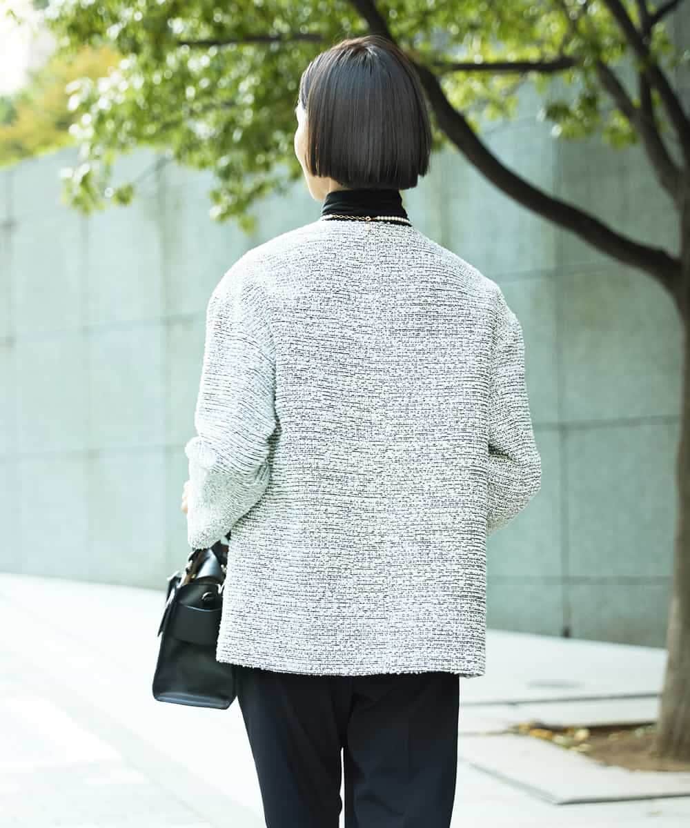 FMDDD03450 MICHEL KLEIN(ミッシェルクラン) [セットアップ対応]ファンシーツイードロングジャケット グレー