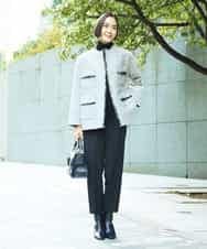 FMDDD03450 MICHEL KLEIN(ミッシェルクラン) [セットアップ対応]ファンシーツイードロングジャケット グレー