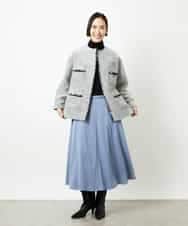 FMDDD03450 MICHEL KLEIN(ミッシェルクラン) [セットアップ対応]ファンシーツイードロングジャケット グレー