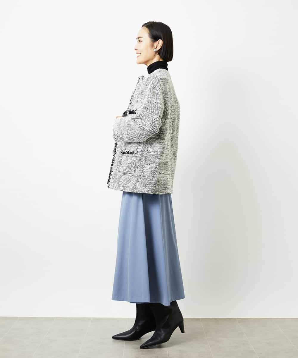 FMDDD03450 MICHEL KLEIN(ミッシェルクラン) [セットアップ対応]ファンシーツイードロングジャケット グレー