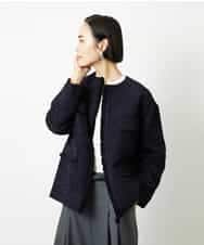 FMDDD03450 MICHEL KLEIN(ミッシェルクラン) [セットアップ対応]ファンシーツイードロングジャケット グレー