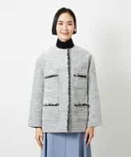 FMDDD03450 MICHEL KLEIN(ミッシェルクラン) [セットアップ対応]ファンシーツイードロングジャケット グレー