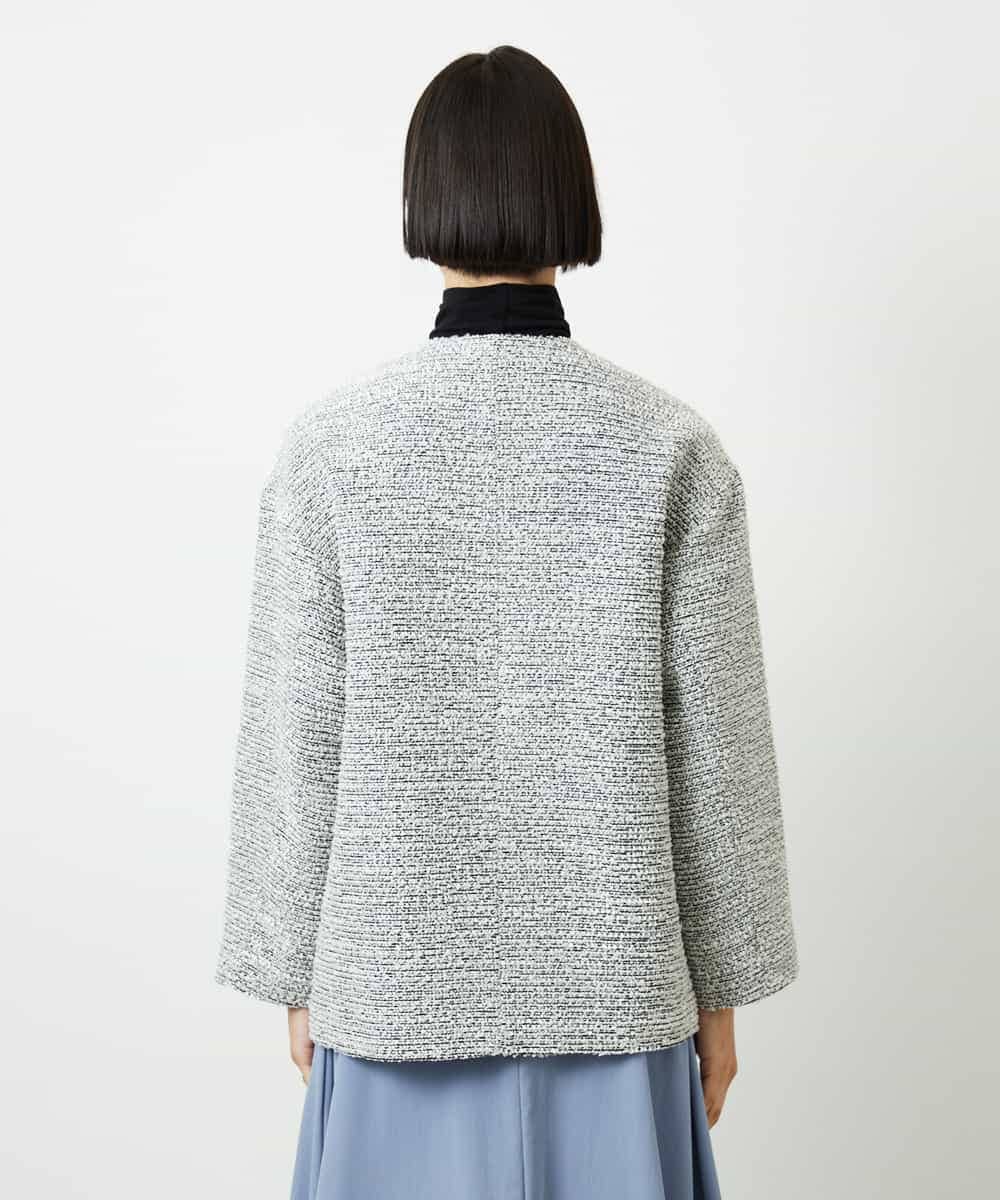 FMDDD03450 MICHEL KLEIN(ミッシェルクラン) [セットアップ対応]ファンシーツイードロングジャケット グレー