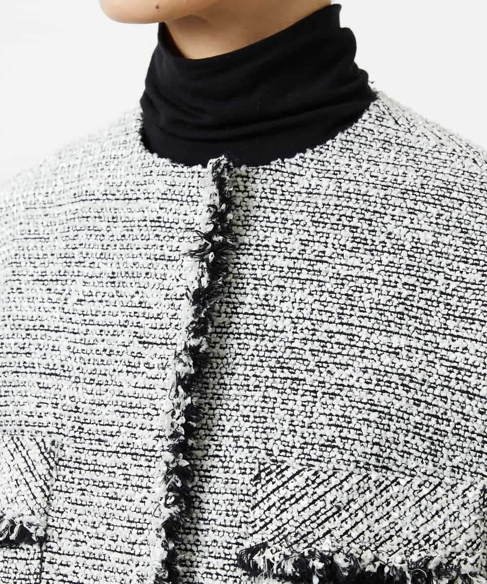 FMDDD03450 MICHEL KLEIN(ミッシェルクラン) [セットアップ対応]ファンシーツイードロングジャケット グレー