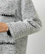 FMDDD03450 MICHEL KLEIN(ミッシェルクラン) [セットアップ対応]ファンシーツイードロングジャケット グレー