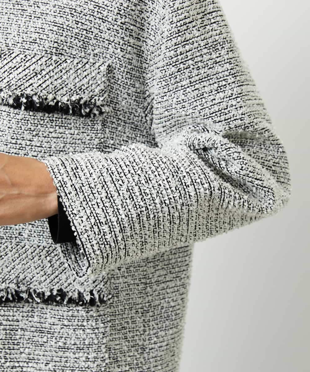 FMDDD03450 MICHEL KLEIN(ミッシェルクラン) [セットアップ対応]ファンシーツイードロングジャケット グレー