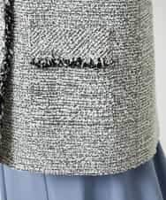 FMDDD03450 MICHEL KLEIN(ミッシェルクラン) [セットアップ対応]ファンシーツイードロングジャケット グレー