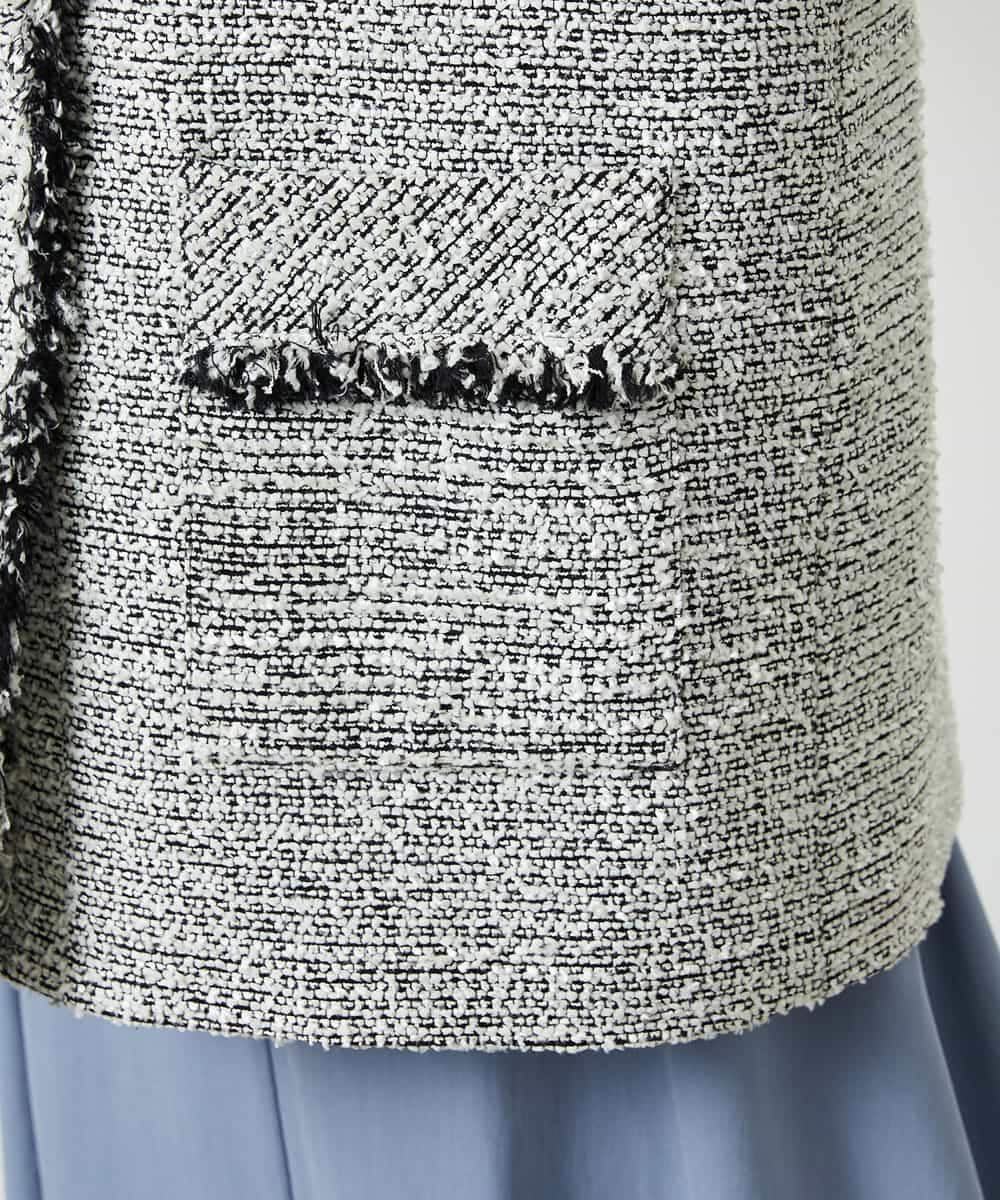 FMDDD03450 MICHEL KLEIN(ミッシェルクラン) [セットアップ対応]ファンシーツイードロングジャケット グレー