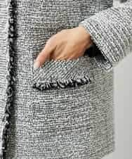 FMDDD03450 MICHEL KLEIN(ミッシェルクラン) [セットアップ対応]ファンシーツイードロングジャケット グレー