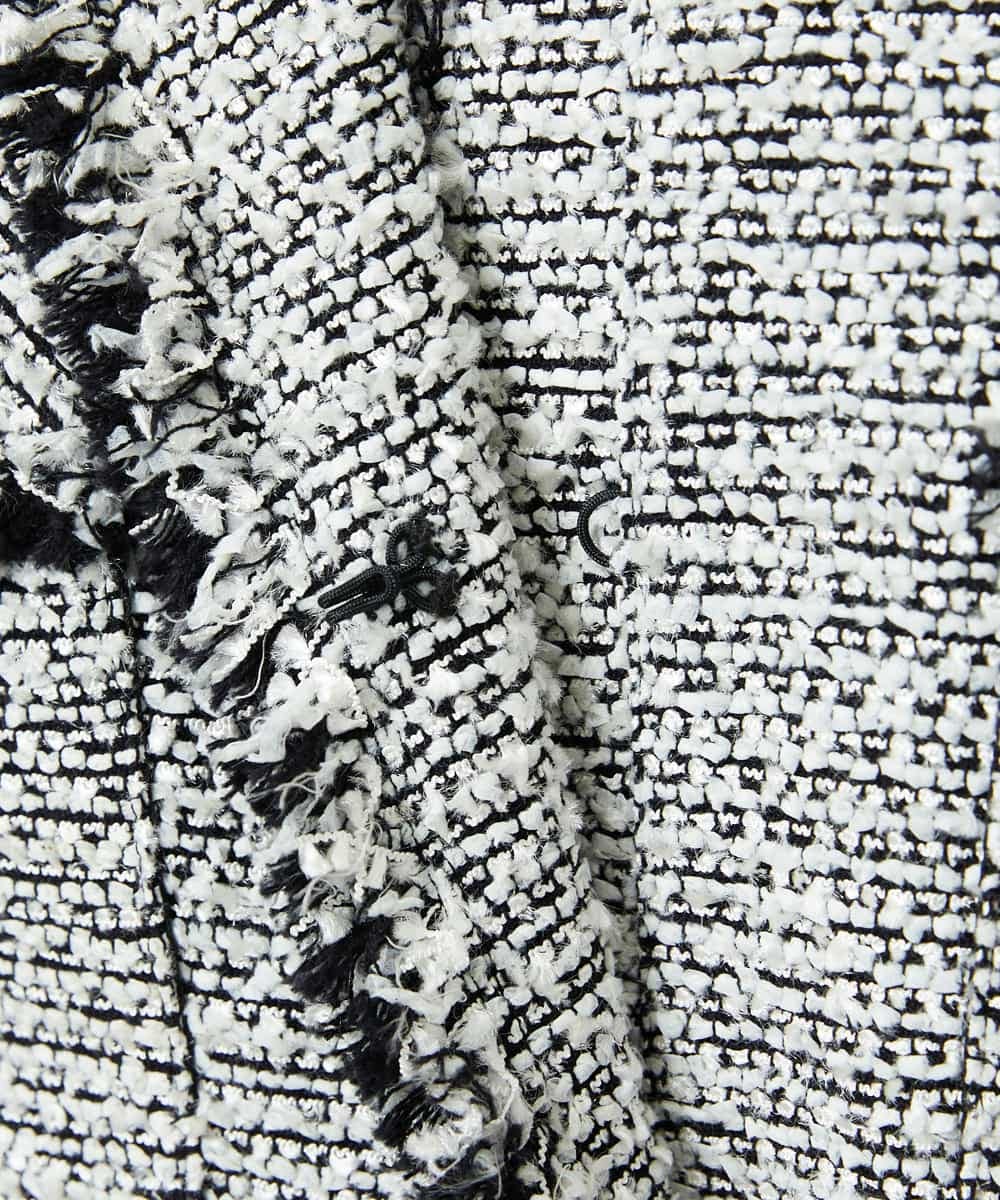 FMDDD03450 MICHEL KLEIN(ミッシェルクラン) [セットアップ対応]ファンシーツイードロングジャケット グレー